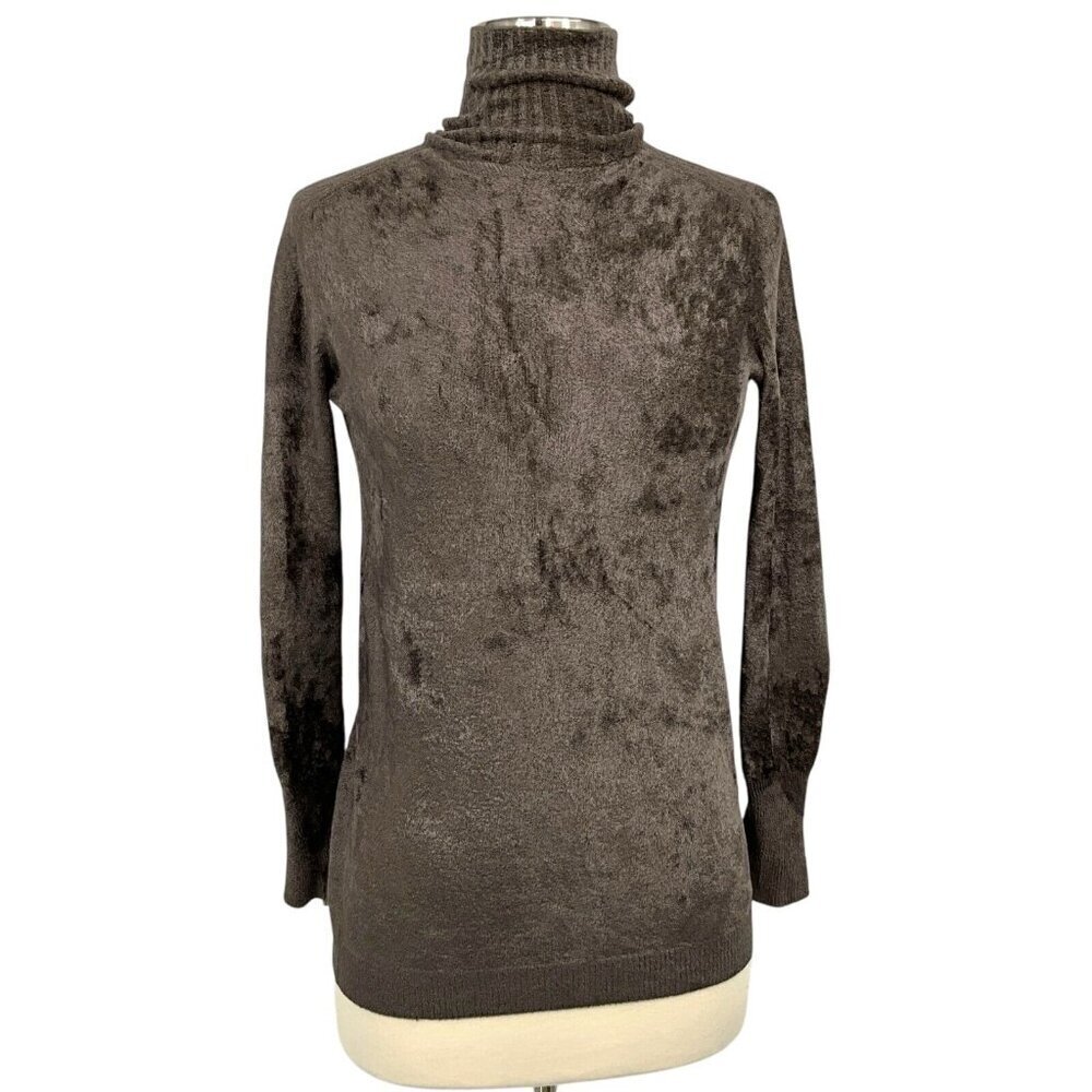 Transit Par Such Velvet Turtleneck Sweater Brown Size M Long Sleeve Lightweight